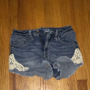 Denim shorts with lace